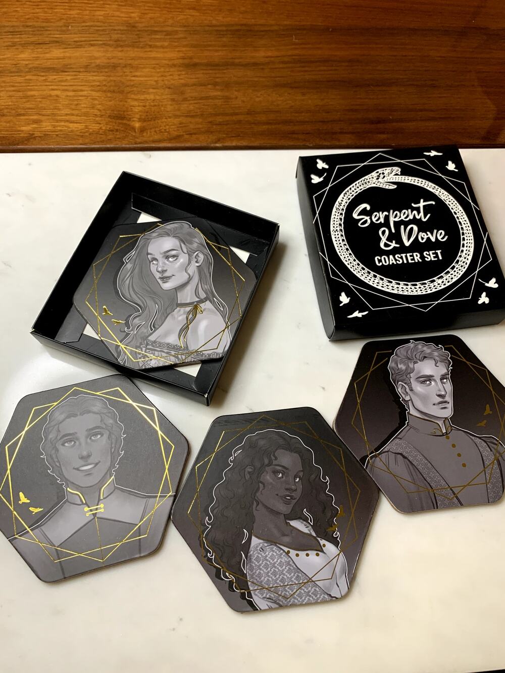 Serpent and Dove 4 Coaster Set